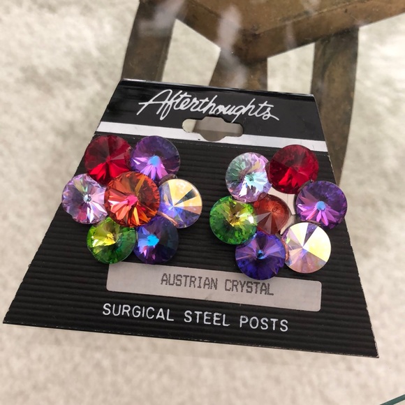 NWT Afterthoughts Austrian crystal pierced earrings - Picture 1 of 10